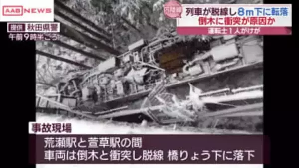 秋田内陸線で列車が脱線・転落　倒木が原因か　運輸安全員会が鉄道事故調査官を派遣