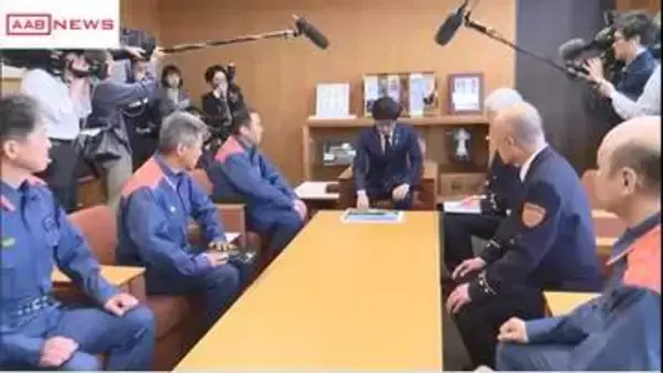 緊急消防援助隊として大槌町林野火災へ　秋田市消防本部の派遣隊が現地での活動を沼谷市長に報告