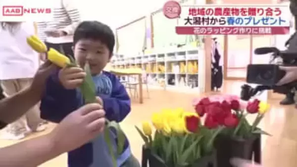 地域の農産物を贈り合って秋田を好きになろう　大潟村から子どもたちにチューリップを