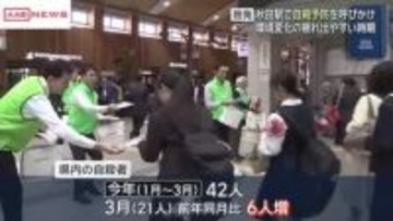 環境変化のストレス出やすい時期　秋田駅で自殺予防キャンペーン