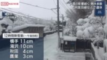 大雪で交通機関に影響も　線路沿いで倒木ＪＲ奥羽線９日も一部で運転見合わせ　/秋田