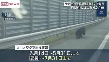 「ツキノワグマ出没警報」７月末まで延長　秋田県　５月の目撃件数大幅増　過去５年平均の３倍超