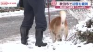 秋田市で初雪を観測　秋田県内に強い寒気が流れ込む　県北部では積雪が１０ｃｍ超えたところも