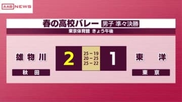 春高バレー　男子・雄物川が４年ぶりベスト４進出　３回戦で市立尼崎（兵庫）準々決勝で東洋（東京）に勝利