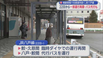 22日から一部運行再開・バス代行も　橋脚損傷で全線運休続くJR八戸線