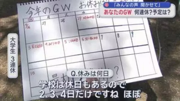 あなたのＧＷは何連休？予定は？　【みんなの声 聞かせて】