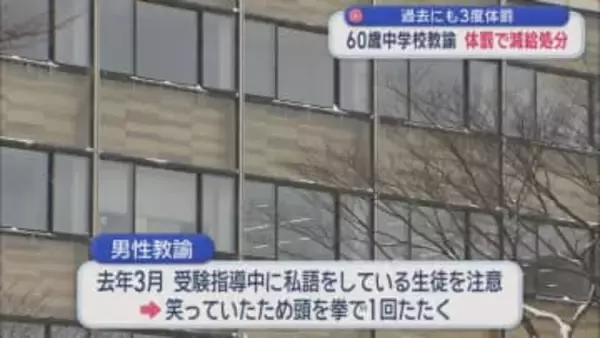 過去にも3度体罰　60歳中学校教諭　体罰で減給処分／青森県