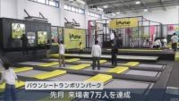 強風のなか　圧巻のパフォーマンスも　トランポリンパーク　にぎわう