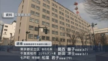 異性紹介事業に無登録で出資勧誘 4000万円集めたか　青森・七戸町の理容師含め男女3人を逮捕