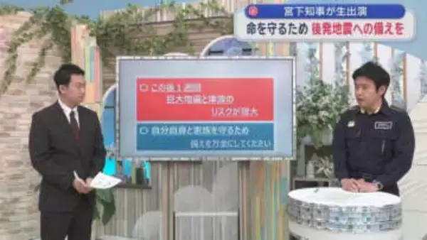 宮下知事が生出演　命を守るため後発地震への備えを