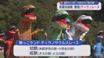 【青森】衣装は自前「激走！ティラノレース」　十和田市から“疑似中継”　藤原が行く＃89