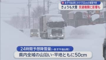 29日午後6時にかけて50cmの積雪予想　28日も大雪　交通機関に影響も／青森県