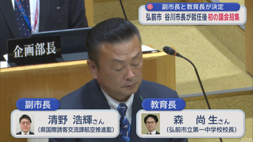 弘前市の谷川市長 就任後初の議会招集　副市長と教育長が決定
