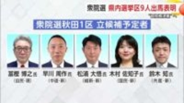 【衆院選・秋田1区】5人が出馬表明　与野党の候補者が乱立　ほかに出馬模索する動きも