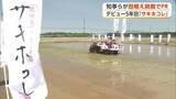 「デビュー5年目の「サキホコレ」PR　鈴木知事らが田植えに挑戦　県北部でも本格作付け始まる　秋田」の画像1