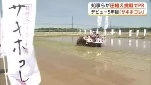 デビュー5年目の「サキホコレ」PR　鈴木知事らが田植えに挑戦　県北部でも本格作付け始まる　秋田
