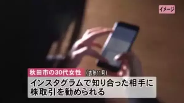 うその投資話を信じ30代の女性が300万円の詐欺被害　秋田市