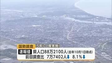 総務省が国勢調査速報値を公表　秋田の人口減少率8.1％は全国最大