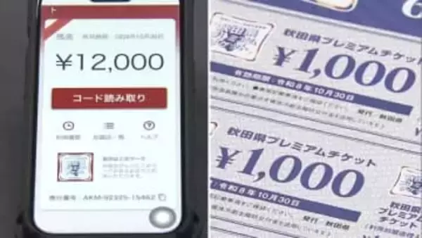 「秋田の経済を潤して」　県発行のプレミアム商品券、6000円分を5000円で販売　発行総額は60億円