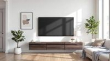 壁掛けテレビと組み合わせるフローティングボード。ユニット連結でレイアウト構築