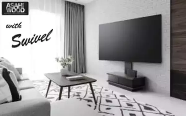 首振り機能付き壁寄せテレビスタンド。収納棚付き