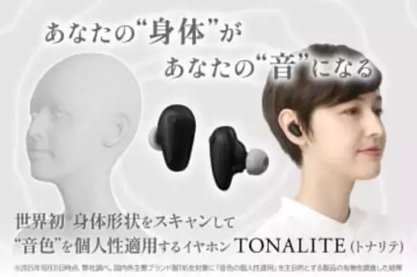 final、世界初ユーザーの体をスマホでスキャンし“音色を個人性適用”するTWS「TONALITE」。クラファン開始