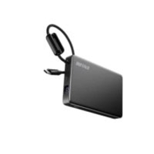 バッファローから半固体モバイルバッテリー。ケーブル一体で薄型・軽量