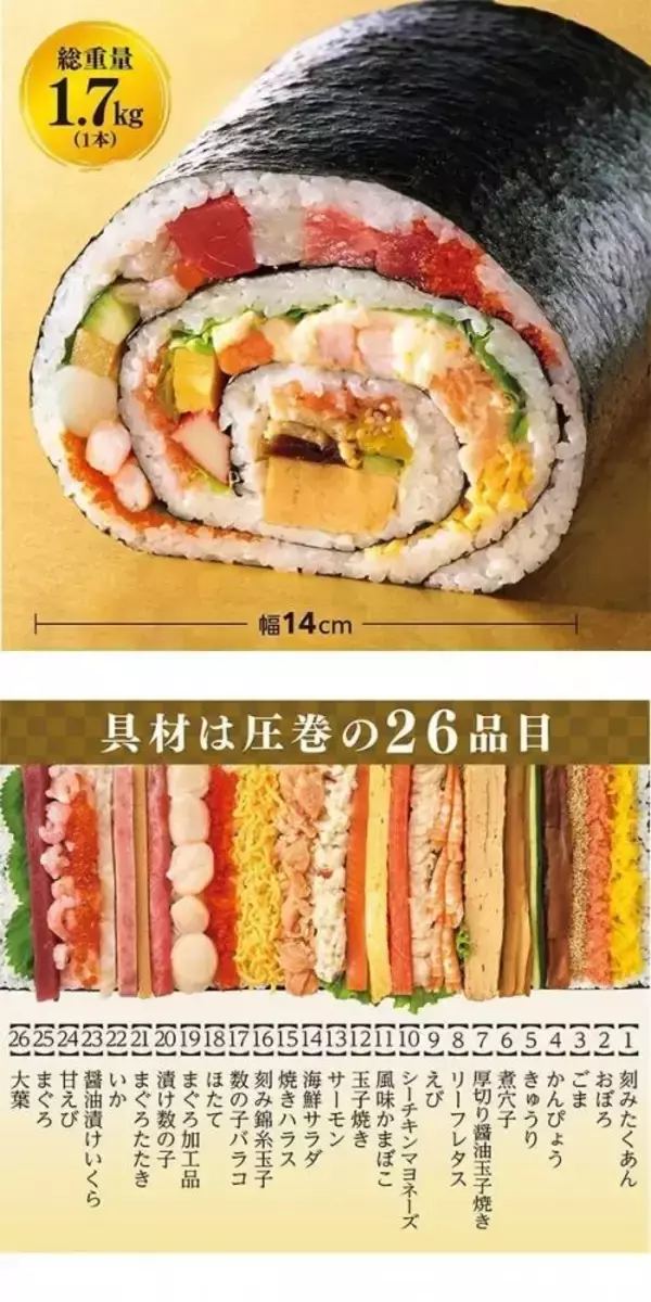 「超豪華ズワイガニから重さ1.7kgの特大まで...コスパ最強「イオンの恵方巻き」が今年もスゴイ《予約は1月25日まで》」の画像