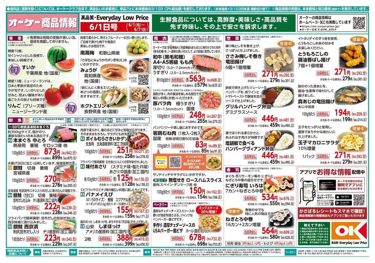 【オーケー最新チラシ】人気の冷凍食品やデザートなどお買い得！ごはんにぴったりの惣菜も増量中《6月7日まで》