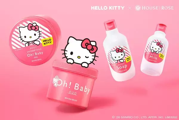 「【数量限定】ハウス オブ ローゼとハローキティが初コラボ。2500円以上の購入でオリジナルステッカーもらえるよ！」の画像
