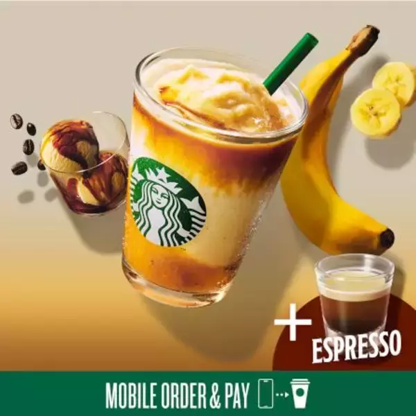 スタバの新作「バナナ アフォガート フラペチーノ」に無料で55円相当のカスタマイズ追加が可能！お得なキャンペーンは6月21日まで。
