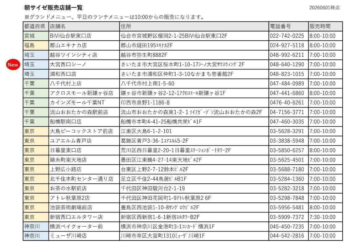 お得感が話題の「朝サイゼ」、埼玉県に対象店舗追加！6月1日に駅チカ「大宮西口シーノ店」で開始したよ。
