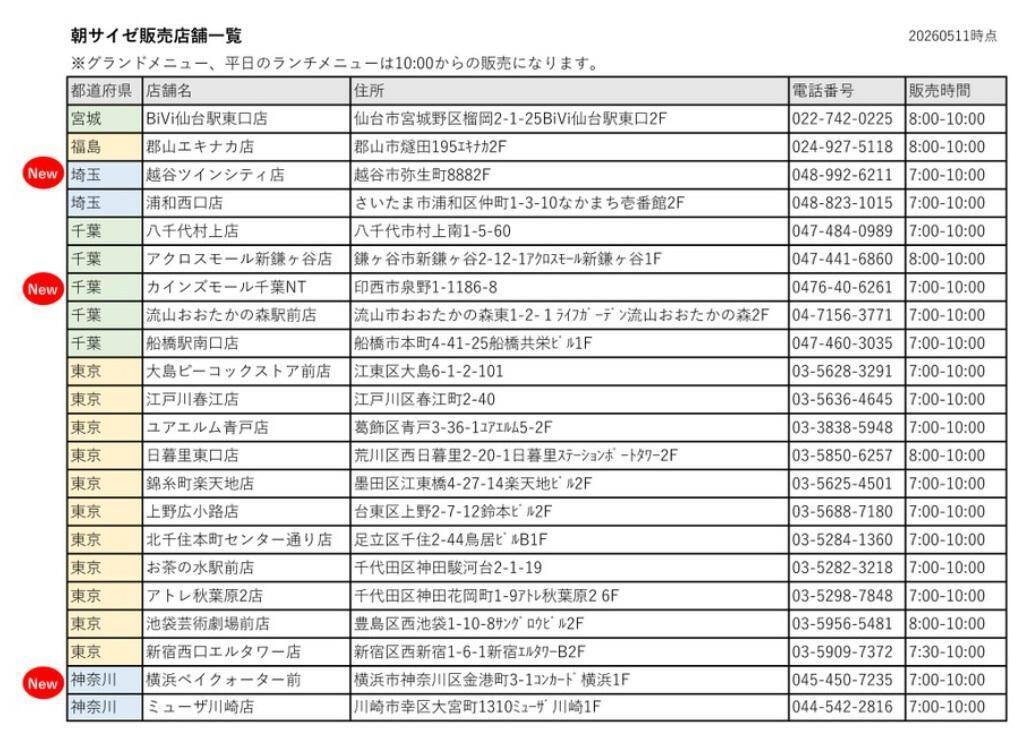 話題の「朝サイゼ」、5月11日から新たに3店舗で開始。神奈川、埼玉、千葉県民は要チェック。