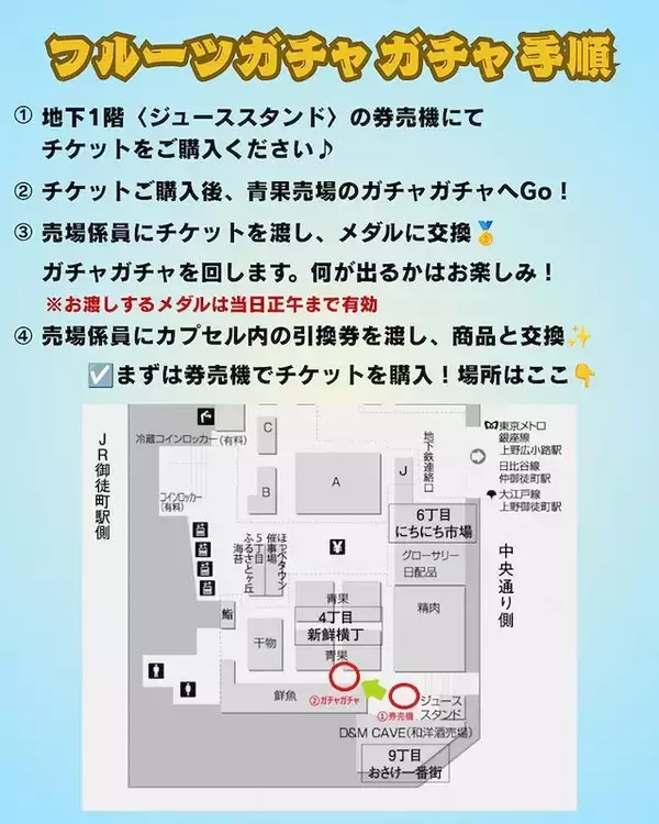 「1回1000円で旬のフルーツが当たる！松坂屋上野店が8月22日限定で「フルーツガチャガチャ」開催。」の画像