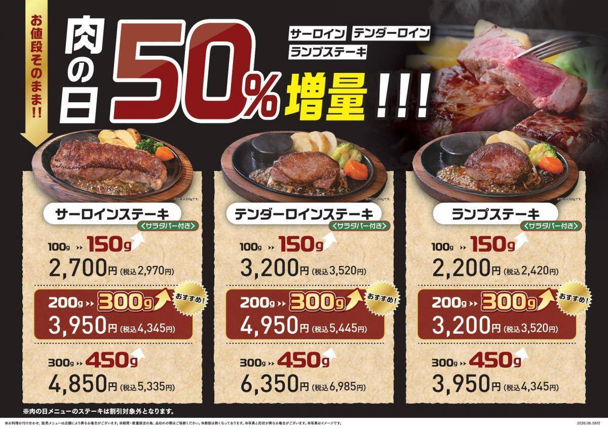 【8月の"肉の日"キャンペーンまとめ】お肉増量に29％オフも！ステーキガスト・焼肉の和民・ペッパーランチ・かみむら牧場・ビッグボーイ・ステーキのあさくまを紹介。