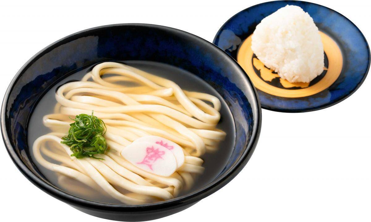 資さんうどん「かけうどん」の価格でおにぎりが付く朝限定メニューも。お得な399円メニューが新登場。