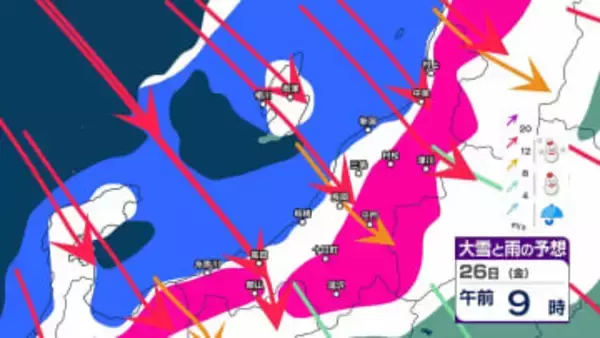 【警戒】新潟県内は26日にかけて荒れた天気に　暴風や高波に警戒　大雪にも注意・警戒を　24時間降雪量は最大50cm予想【今後の雨と雪のシミュレーション・24日午後9時更新】