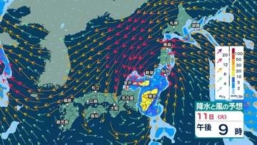 【 今後の雨 】10日(月)も急な強い雨や雷雨に注意　台風15号は11日(火・祝)に東北へかなり接近　大雨や強風のおそれ【15日(土)午前3時までの雨風シミュレーション・9日午後10時更新】