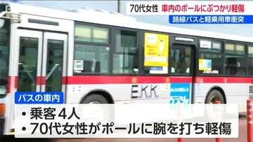 路線バスと軽乗用車が衝突事故　バス車内のポールに左腕を打ち70代乗客女性が軽傷　新潟・長岡市