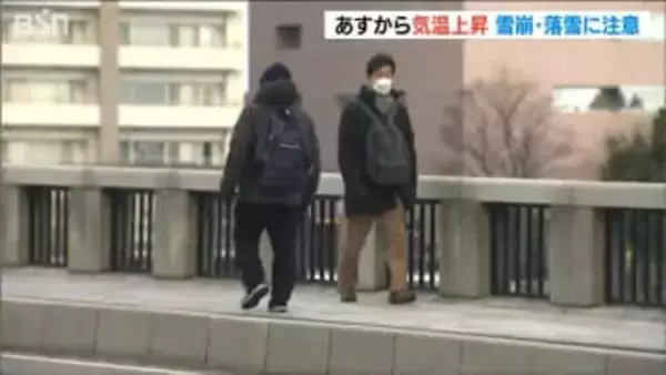 新潟県内は20日から気温上昇　22日の新潟市は18℃まで上がる見込み　なだれや屋根からの落雪に注意が必要