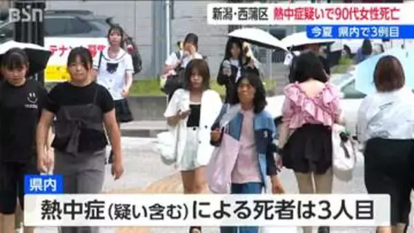 熱中症疑いで搬送の90代女性死亡　新潟県内で今年３例目　新潟・西蒲区
