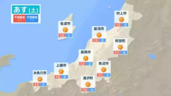 21日と22日は『最低気温0℃』で朝晩冷え込み“寒暖差”20℃近い予想 服装や体調管理に注意！新潟県
