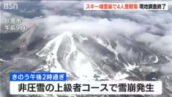 最大幅185メートル長さ600メートル　スキー場雪崩から一夜　5人以外に巻き込まれた可能性低い　新潟・妙高市