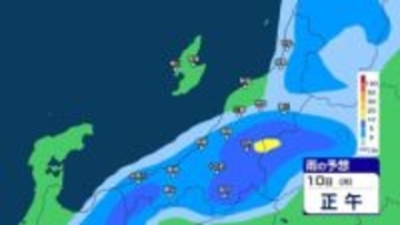 新潟県上越・中越・下越では10日は“どしゃ降り”の雨か　24時間降水量80ミリ予想　警報級の大雨となる恐れも【3時間ごとの雨シミュレーション・9日午後9時更新】