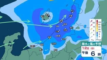 【 新潟の雨 】雷を伴う激しい雨が降り大雨か　12日夕方までの24時間に下越で100ミリ予想　その後も150ミリ予想　土砂災害などに注意・警戒【今後の雨風シミュレーション・11日午後7時更新】