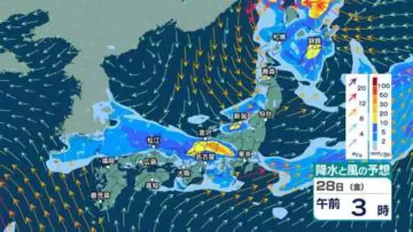 【 今後の雨 】28日にかけ北～西日本で非常に激しい雨のおそれ　北陸・東北・東海は土砂災害に厳重警戒　30日頃も警報級大雨の可能性【27日午後9時更新】