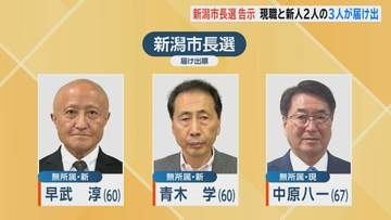県都のかじ取り役決める新潟市長選が告示　現職と新人2人の3人が立候補届け出【11日午前11時半現在】