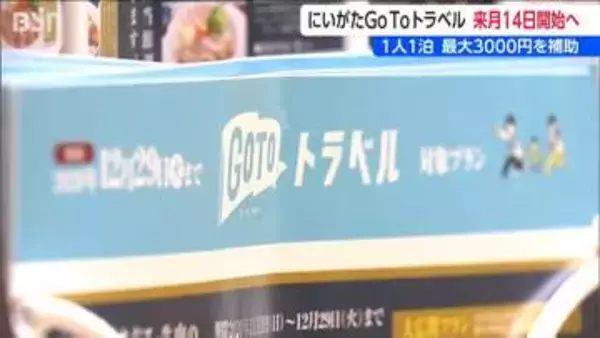 「宿泊・旅行代金の20パーセント 最大3000円を補助」新潟県版GoToトラベル　来月14日から