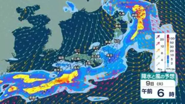 【 今後の雨 】9日朝にかけて広い範囲で雨 北海道は激しい雨か　沖縄周辺も断続的に激しい雨？ 「警報級大雨」の恐れも【9日(火)～13日(土)の雨風シミュレーション・8日午後10時更新】