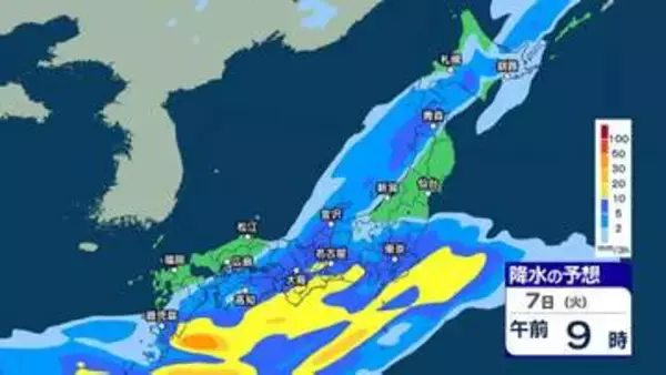 「【 今後の雨 】雷を伴った激しい雨や非常に激しい雨が降る所も　7日にかけて九州～北日本の広い範囲で土砂災害などに注意・警戒【6日(月)～10日(金)の雨シミュレーション・5日午後9時更新】」の画像